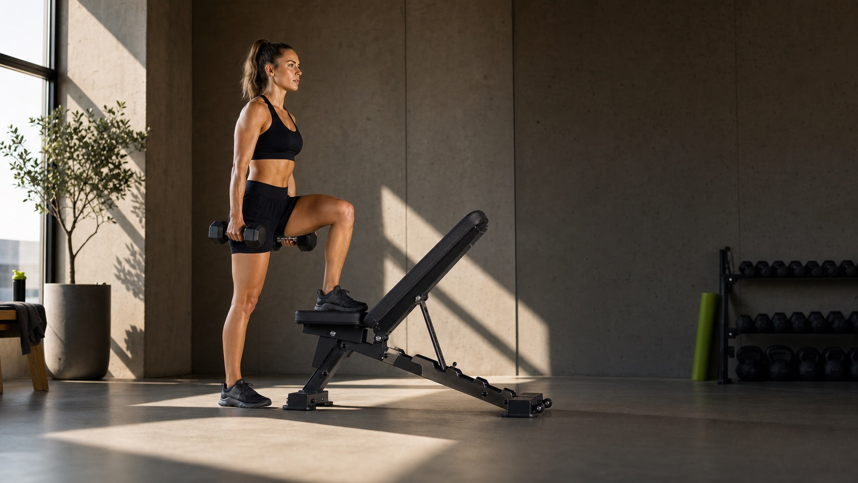 Athlete training in a modern home gym